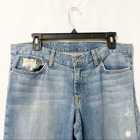 Lucky Brand Dungarees Boyfriend Distressed Splatter Light Wash Jeans Size 10/30 - Picture 6 of 6